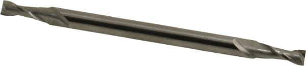 Hertel - 5/32", 7/16" LOC, 3/16" Shank Diam, 3" OAL, 2 Flute, Solid Carbide Square End Mill - Double End, Uncoated, Spiral Flute, 30° Helix, Centercutting, Right Hand Cut - Exact Tool & Supply