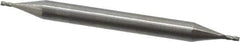 Hertel - 1/32", 1/16" LOC, 1/8" Shank Diam, 1-1/2" OAL, 4 Flute, Solid Carbide Square End Mill - Double End, Uncoated, Spiral Flute, 30° Helix, Centercutting, Right Hand Cut - Exact Tool & Supply