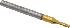 Hertel - 1/16", 3/16" LOC, 1/8" Shank Diam, 1-1/2" OAL, 4 Flute, Solid Carbide Square End Mill - Single End, TiN Finish, Spiral Flute, 30° Helix, Centercutting, Right Hand Cut, Right Hand Flute - Exact Tool & Supply