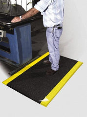 PRO-SAFE - 20' Long x 4' Wide, Dry Environment, Anti-Fatigue Matting - Black with Yellow Borders, Urethane with Vinyl Sponge Base, Beveled on 4 Sides - Exact Tool & Supply