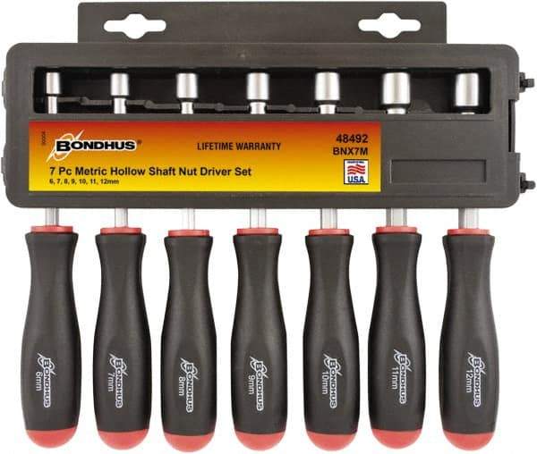 Bondhus - 8mm Hollow Shaft Nutdriver - Ergonomic Handle, 186mm OAL - Exact Tool & Supply