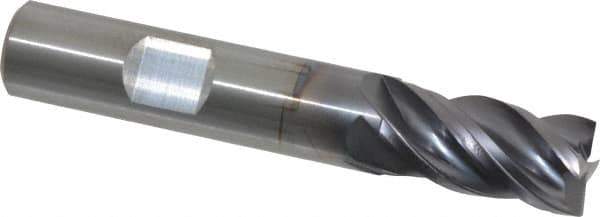 Kennametal - 1/2", 1" LOC, 1/2" Shank Diam, 3" OAL, 4 Flute, Solid Carbide Square End Mill - Single End, AlTiN Finish, Spiral Flute, 38° Helix, Centercutting, Right Hand Cut, Right Hand Flute, Series HPHV - Exact Tool & Supply
