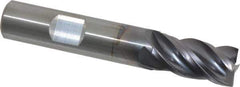 Kennametal - 1/2", 1" LOC, 1/2" Shank Diam, 3" OAL, 4 Flute, Solid Carbide Square End Mill - Single End, AlTiN Finish, Spiral Flute, 38° Helix, Centercutting, Right Hand Cut, Right Hand Flute, Series HPHV - Exact Tool & Supply