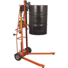 Wesco Industrial Products - 750 Lb Load Capacity, 30, 55 & 85 Gal Drum Lifter - 30" Wide x 70-3/4" High, 2 Steel Wheels - Exact Tool & Supply