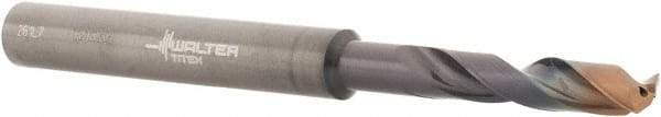 Walter-Titex - 11/64" 140° Spiral Flute Solid Carbide Screw Machine Drill Bit - Double Coating Finish, Right Hand Cut, 24mm Flute Length, 66mm OAL, X-treme Plus Point, Straight Shank, Through Coolant - Exact Tool & Supply