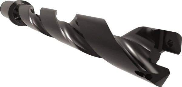 Allied Machine and Engineering - Series 24, 24 to 26mm Diam, 1" Diam Straight Shank with Flange, Helical Flute Spade Drill - 7-11/64" Max Depth, 8-37/64" Body Length, 10-55/64" OAL, Standard Length, Through Coolant - Exact Tool & Supply