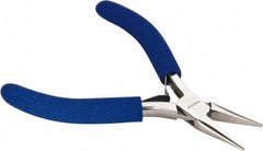 Aven - 4-1/2" OAL, 15/16" Jaw Length x 23/64" Jaw Width, Long Nose Chain Nose Pliers - Smooth Jaw, Standard Head, ESD Cushion Handles, with Spring - Exact Tool & Supply