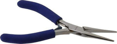 Aven - 5" OAL, 1-7/16" Jaw Length x 23/64" Jaw Width, Long Nose Chain Nose Pliers - Smooth Jaw, Standard Head, ESD Cushion Handles, with Spring - Exact Tool & Supply