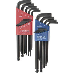 Eklind - 22 Piece L-Key Ball End Hex Key Set - Hex Range 0.05 to 3/8" - Exact Tool & Supply