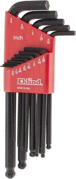 Eklind - 13 Piece L-Key Ball End Hex Key Set - Hex Range 0.05 to 3/8" - Exact Tool & Supply