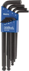 Eklind - 9 Piece L-Key Ball End Hex Key Set - Hex Range 1.5 to 10mm - Exact Tool & Supply