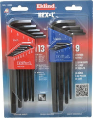 Eklind - 22 Piece L-Key Hex Key Set - Exact Tool & Supply