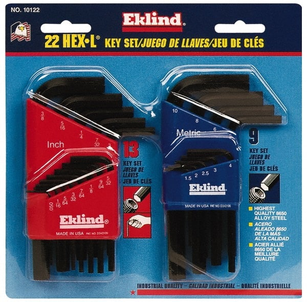 Eklind - 22 Piece L-Key Hex Key Set - Exact Tool & Supply