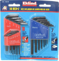 Eklind - 18 Piece L-Key Hex Key Set - Hex Range 0.05 to 1/4" - Exact Tool & Supply