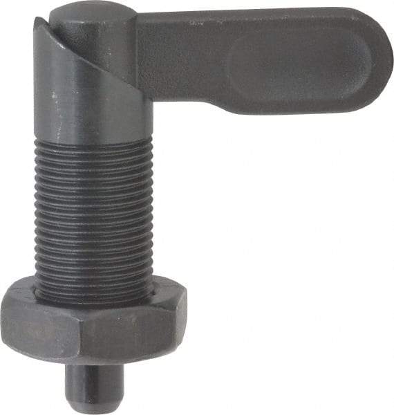 Gibraltar - M20x1.5, 35mm Thread Length, Straight Cam Action Indexing Plunger - 20mm Body Diam, 35mm Body Length, 50mm Handle Length, 12mm Plunger Projection - Exact Tool & Supply
