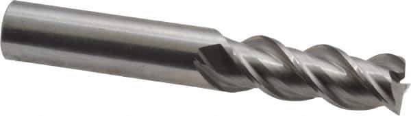OSG - 3/8", 1" LOC, 3/8" Shank Diam, 2-1/2" OAL, 3 Flute, Solid Carbide Square End Mill - Single End, Uncoated, Spiral Flute, 45° Helix, Centercutting, Right Hand Cut, Right Hand Flute, Series 2042 - Exact Tool & Supply