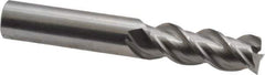 OSG - 3/8", 1" LOC, 3/8" Shank Diam, 2-1/2" OAL, 3 Flute, Solid Carbide Square End Mill - Single End, Uncoated, Spiral Flute, 45° Helix, Centercutting, Right Hand Cut, Right Hand Flute, Series 2042 - Exact Tool & Supply