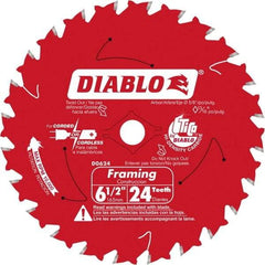 Freud - 6-1/2" Diam, 5/8" Arbor Hole Diam, 24 Tooth Wet & Dry Cut Saw Blade - Carbide-Tipped, Standard Round Arbor - Exact Tool & Supply