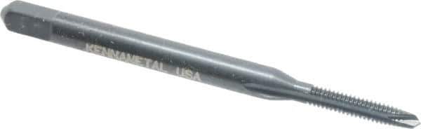Kennametal - #2-56 UNC, 2 Flute, Oxide Finish, High Speed Steel Spiral Point Tap - Plug Chamfer, Right Hand Thread, 1-3/4" OAL, 7/16" Thread Length, 0.141" Shank Diam, 2B Class of Fit - Exact Tool & Supply