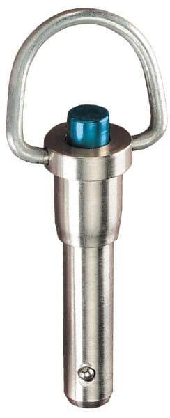 Jergens - 1" Diam, 4" Usable Length, Ring Handle, Push Button Quick Release Pin - 8" Overall Length, Grade 17-4 Stainless Steel, Passivated Finish - Exact Tool & Supply