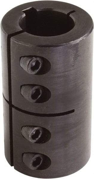 Climax Metal Products - 2" Inside x 3-3/8" Outside Diam, One Piece Split Clamping Collar with Keyway - 4-7/8" Long x 1/2" Keyway Width x 1/4" Keyway Depth - Exact Tool & Supply