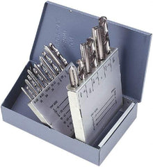 Chicago-Latrobe - 2.05 to 10.2mm Drill, M2.5x0.45 to M12x1.75 Tap, Hand Tap and Drill Set - Oxide Finish High Speed Steel Drills, Bright Finish High Speed Steel Taps, Plug Chamfer, 18 Piece Set, Includes Tap/Drill Chart - Exact Tool & Supply