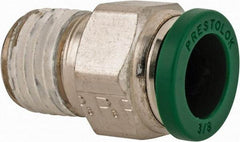 Parker - 3/8" Outside Diam, 1/4 NPTF, Nickel Plated Brass Push-to-Connect Tube Male Connector - 300 Max psi, Tube to Male NPT Connection, Buna-N O-Ring - Exact Tool & Supply