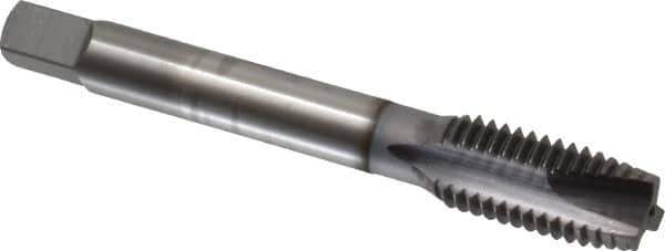 OSG - M12x1.75 Metric Coarse, 3 Flute, TiCN Finish, High Speed Steel Spiral Point Tap - Plug Chamfer, Right Hand Thread, 3-3/8" OAL, 1-21/32" Thread Length, 0.367" Shank Diam, 6H Class of Fit, Series 142 - Exact Tool & Supply
