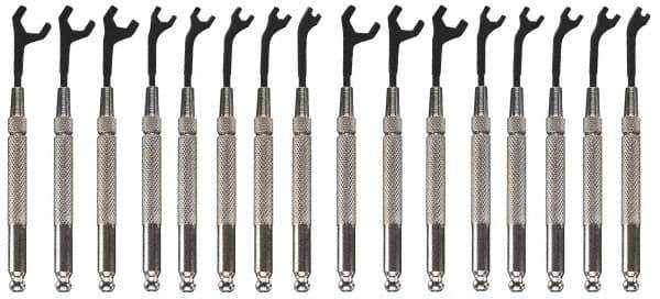 Moody Tools - 16 Piece, 5/64" to 5/16" (2.5mm to 7mm), Open End Wrench Set - Inch/Metric Measurement Standard, Black Oxide Finish, Comes in Canvas Roll - Exact Tool & Supply