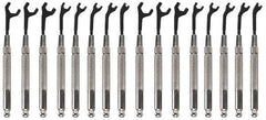 Moody Tools - 16 Piece, 5/64" to 5/16" (2.5mm to 7mm), Open End Wrench Set - Inch/Metric Measurement Standard, Black Oxide Finish, Comes in Canvas Roll - Exact Tool & Supply