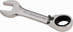 Blackhawk by Proto - 18mm 12 Point Combination Wrench - 15° Head Angle, 5-3/16" OAL, Steel, Chrome Finish - Exact Tool & Supply