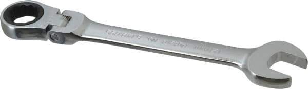 Blackhawk by Proto - 19mm 12 Point Flexhead Combination Wrench - 15° Head Angle, 8-1/2" OAL, Steel, Chrome Finish - Exact Tool & Supply