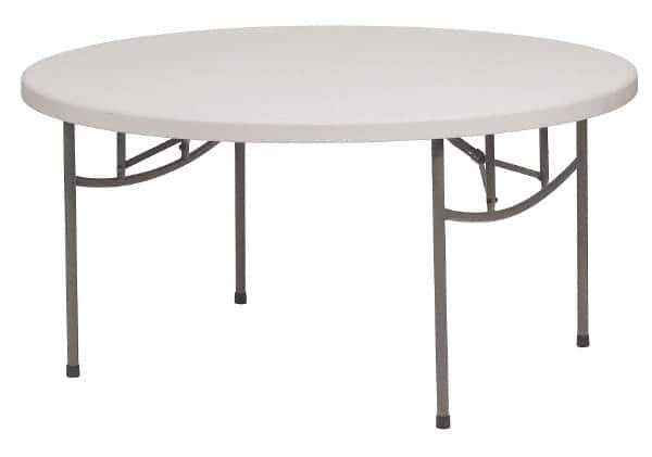 NPS - 29-1/2" High x 60" Diam, Lightweight Folding Table - Light Gray - Exact Tool & Supply