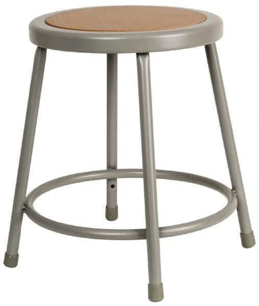 NPS - 18 Inch High, Stationary Fixed Height Stool - 14 Inch Deep x 14 Inch Wide, Hardboard Seat, Gray and Brown - Exact Tool & Supply