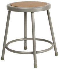 NPS - 18 Inch High, Stationary Fixed Height Stool - 14 Inch Deep x 14 Inch Wide, Hardboard Seat, Gray and Brown - Exact Tool & Supply