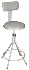 NPS - 16.8" Wide x 16.8" Deep x 24 to 28" High, Fixed Base, Adjustable Height Swivel Stool - Vinyl Seat, Gray - Exact Tool & Supply