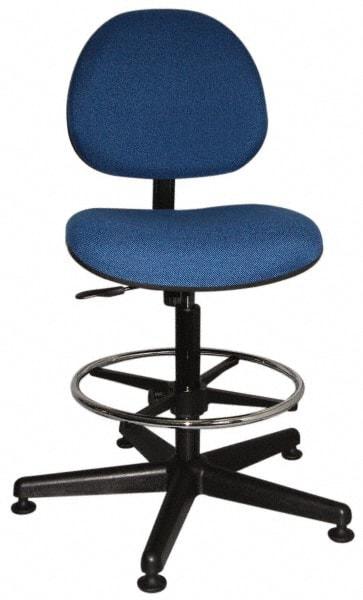 Bevco - Swivel Stool - 18" Wide x 18" Deep, Woven Fabric Seat, Blue - Exact Tool & Supply