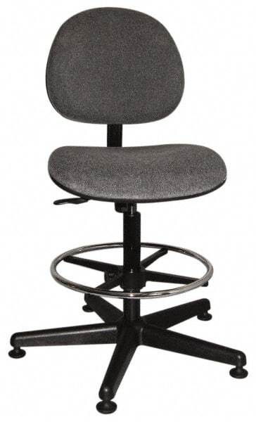 Bevco - Swivel Stool - 18" Wide x 18" Deep, Woven Fabric Seat, Gray - Exact Tool & Supply