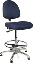 Bevco - ESD Swivel Stool with Back Rest - 20" Wide x 18" Deep, Fabric Mesh Seat, Navy - Exact Tool & Supply