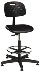 Made in USA - 22 to 32" High Swivel Stool - 18" Wide x 17-1/4" Deep, Polyurethane Seat, Black - Exact Tool & Supply