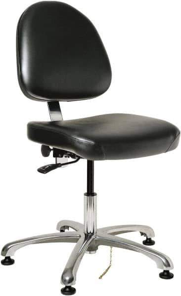 Bevco - ESD Swivel Chair - 20" Wide x 18" Deep, Vinyl Seat, Black - Exact Tool & Supply
