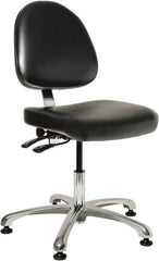 Bevco - Pneumatic Height Adjustable Chair - 20" Wide x 18" Deep, Vinyl Seat, Black - Exact Tool & Supply