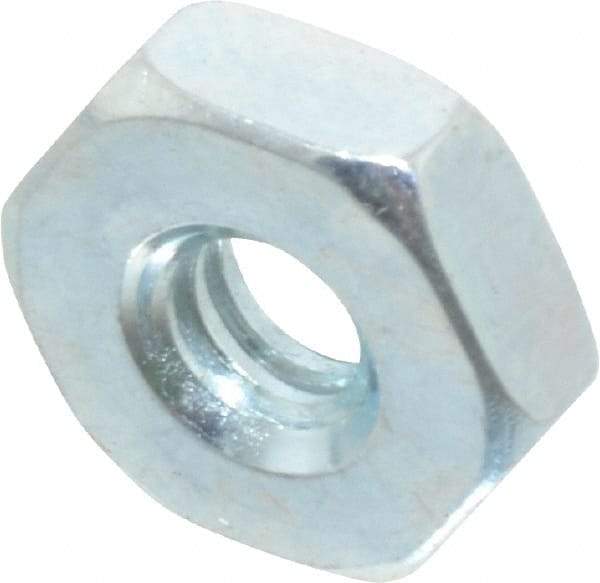 Value Collection - #6-32 UNC Steel Right Hand Hex Nut - 5/16" Across Flats, 7/64" High, Zinc-Plated Finish - Exact Tool & Supply