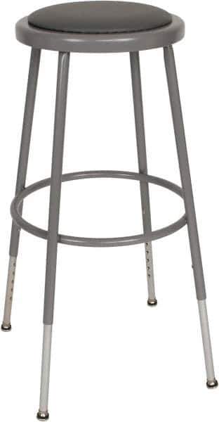 NPS - 16-3/4" Wide x 17" Deep x 25 to 33" High, Standard Base, Adjustable Seat Stool - Vinyl Seat, Gray - Exact Tool & Supply