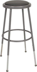 NPS - 16-3/4" Wide x 17" Deep x 25 to 33" High, Standard Base, Adjustable Seat Stool - Vinyl Seat, Gray - Exact Tool & Supply