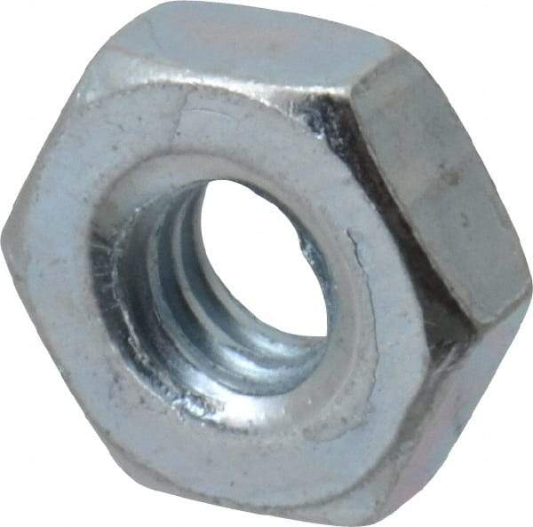 Value Collection - #8-32 UNC Steel Right Hand Hex Nut - 11/32" Across Flats, 1/8" High, Zinc-Plated Finish - Exact Tool & Supply