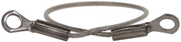 Made in USA - 6" Long, Stainless Steel Cable Eye & Eye End, Quick Release Pin Lanyard - 3/64" Cable Diam, 3/16" Hole Diam, Nylon Cable - Exact Tool & Supply