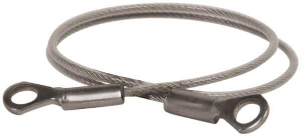 Made in USA - 12" Long, Stainless Steel Cable Eye & Eye End, Quick Release Pin Lanyard - 3/64" Cable Diam, 3/16" Hole Diam, Nylon Cable - Exact Tool & Supply
