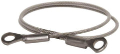 Made in USA - 12" Long, Stainless Steel Cable Eye & Eye End, Quick Release Pin Lanyard - 3/64" Cable Diam, 3/16" Hole Diam, Nylon Cable - Exact Tool & Supply