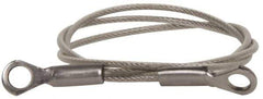 Made in USA - 18" Long, Stainless Steel Cable Eye & Eye End, Quick Release Pin Lanyard - 3/64" Cable Diam, 3/16" Hole Diam, Nylon Cable - Exact Tool & Supply